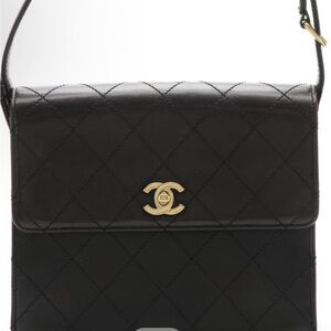Chanel classic flap square vintage bag with cards and dust bag